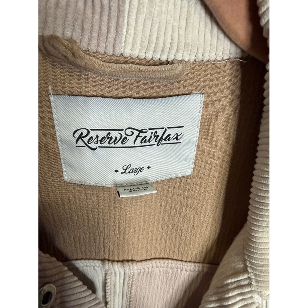 Reserve Fairfax Colorblock Cropped Corduroy Jacket Tan Beige BT14224 Large - Picture 2 of 4